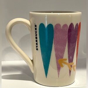 Starbucks 2016 Coffee Mug 7.5 oz. with Watercolor-Style Hearts and Arrows